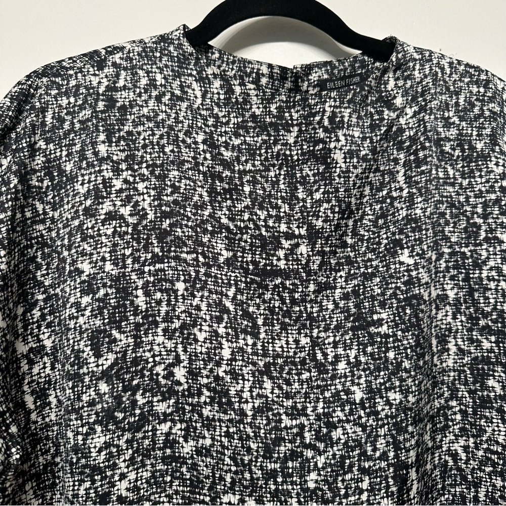 Eileen Fisher Funnel Neck Prism Silk Organic Cotton Blouse Top - Picture 7 of 8
